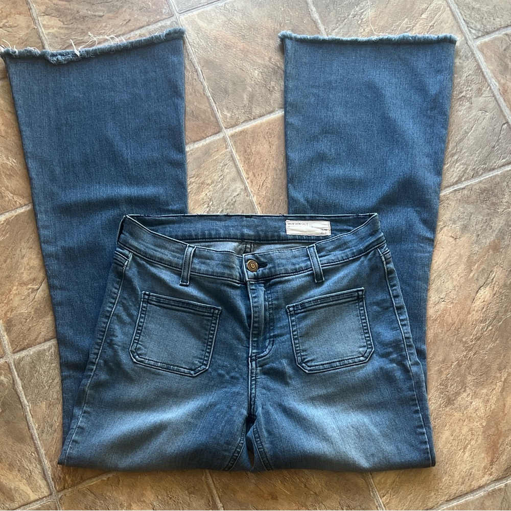 pistola Dark Blue Wide Leg Flare Jeans